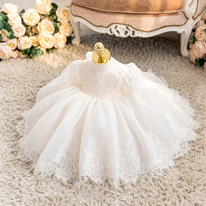 

Toddler Girl Baptism Dress Lace Christmas Costumes Princess Dresses 1 Year Birthday Ball Gown Kids Party Wear Dresses For Girls