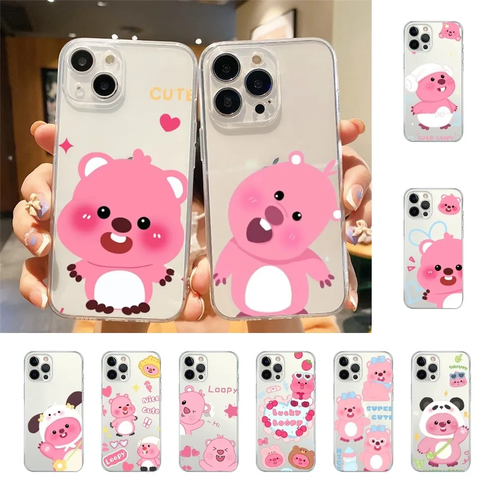 Cartoon L-loopy Cute Phone Case For Iphone 15 11 13 14 Pro Max 7 8 Plus X Xr Xs Max 16pro 12mini Transparent Cover