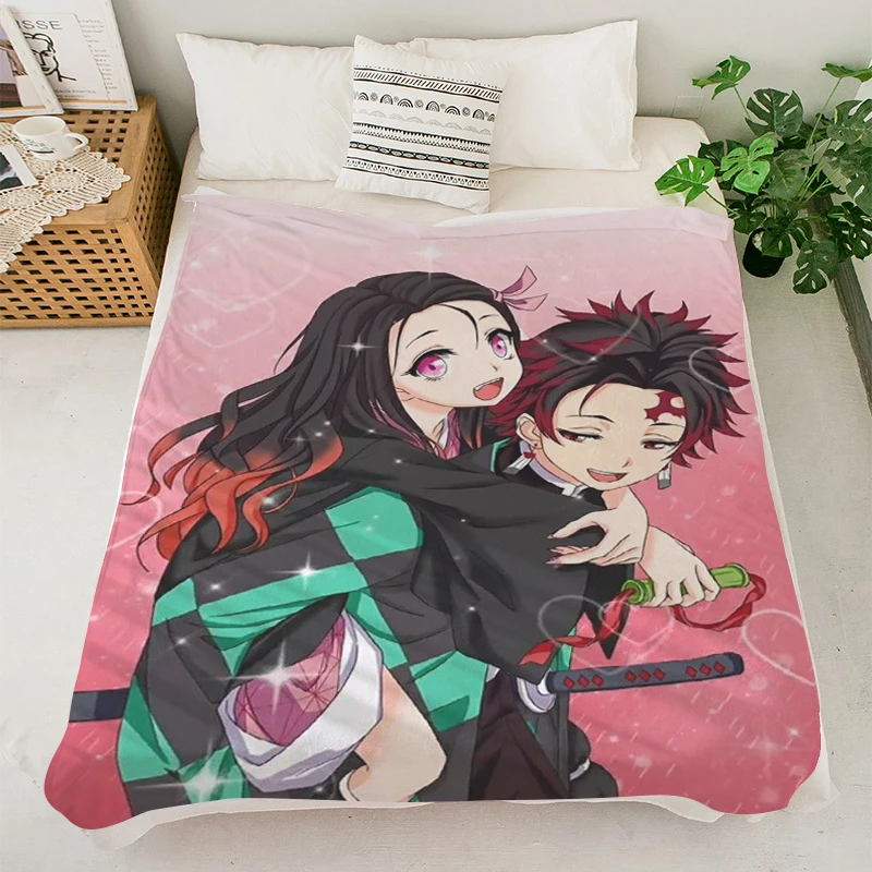 Flannel Blanket S-Nezukos King Size Blanket Warm Microfiber Bedding Fluffy Soft Blankets Double Bed Blankets Knee Nap Blankets