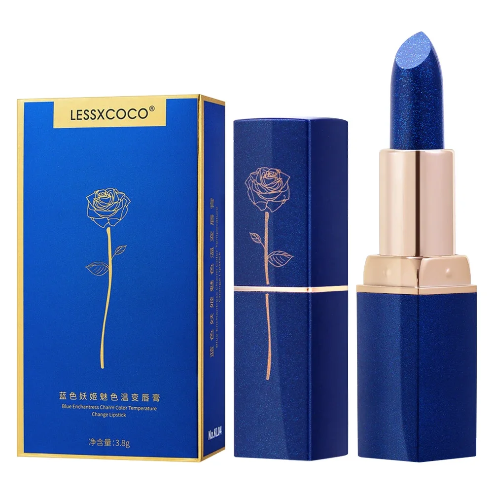 Blue Rose Lipsticks Temperature Color Changing Lip Gloss Natural Long Lasting Waterproof Lazy Lipstick Moisturizing Woman Makeup