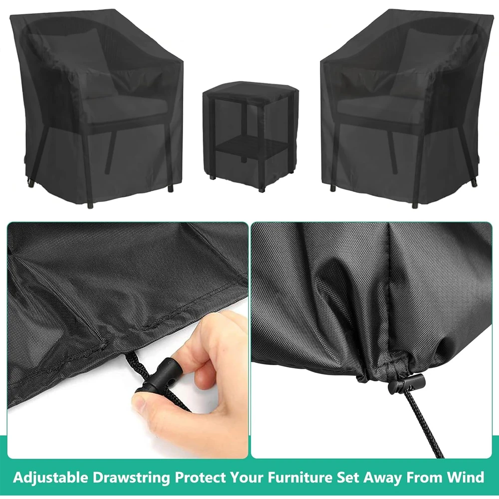 Outdoor Patio Furniture Covers 3 Piece Set Waterproof UV Protection Garden Veranda Table Chair Sofa Cover