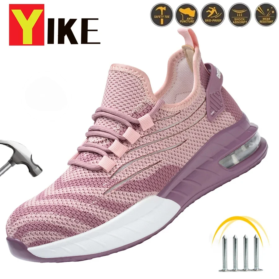 New Women Safety Shoes Anti-smash Anti-puncture Work Shoes Breathable Lightweight Work Sneakers Indestructible Women Shoes Boots