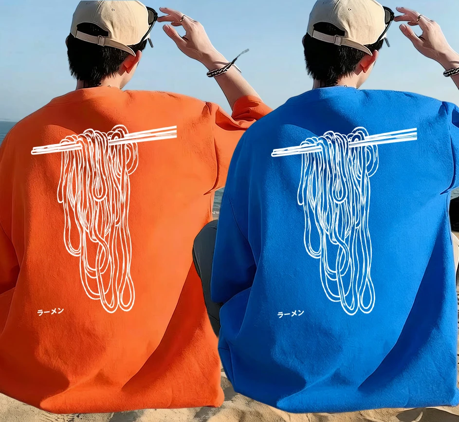 

Мужские летние хлопковые комплекты футболок с принтом «I Like Lamian Noodles», удобные, универсальные, с коротким рукавом, свободного кроя, молодежные топы