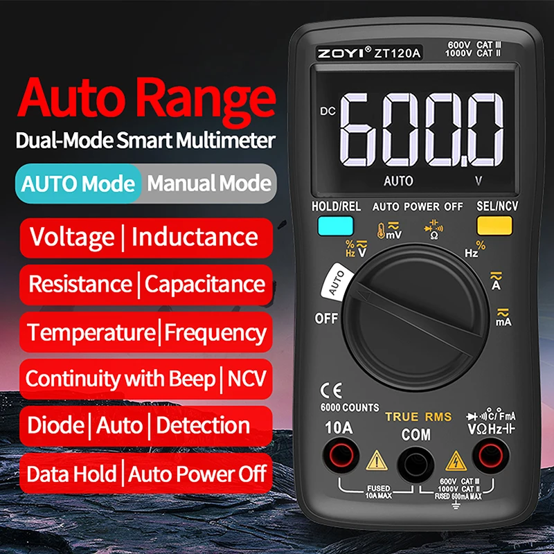 ZOYI -102A High-Precision Fully-Auto Pocket Digital Smart Multimeter with Anti-Burn Protection - Professional Electrician's Tool