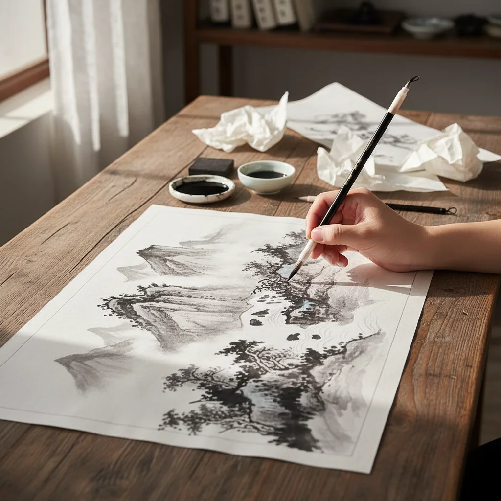 Traditional Chinese Calligraphy Brush Oil Watercolor Oil Painting Scriptures Writing Brush Wolf Hair Wood Art Paint Brush