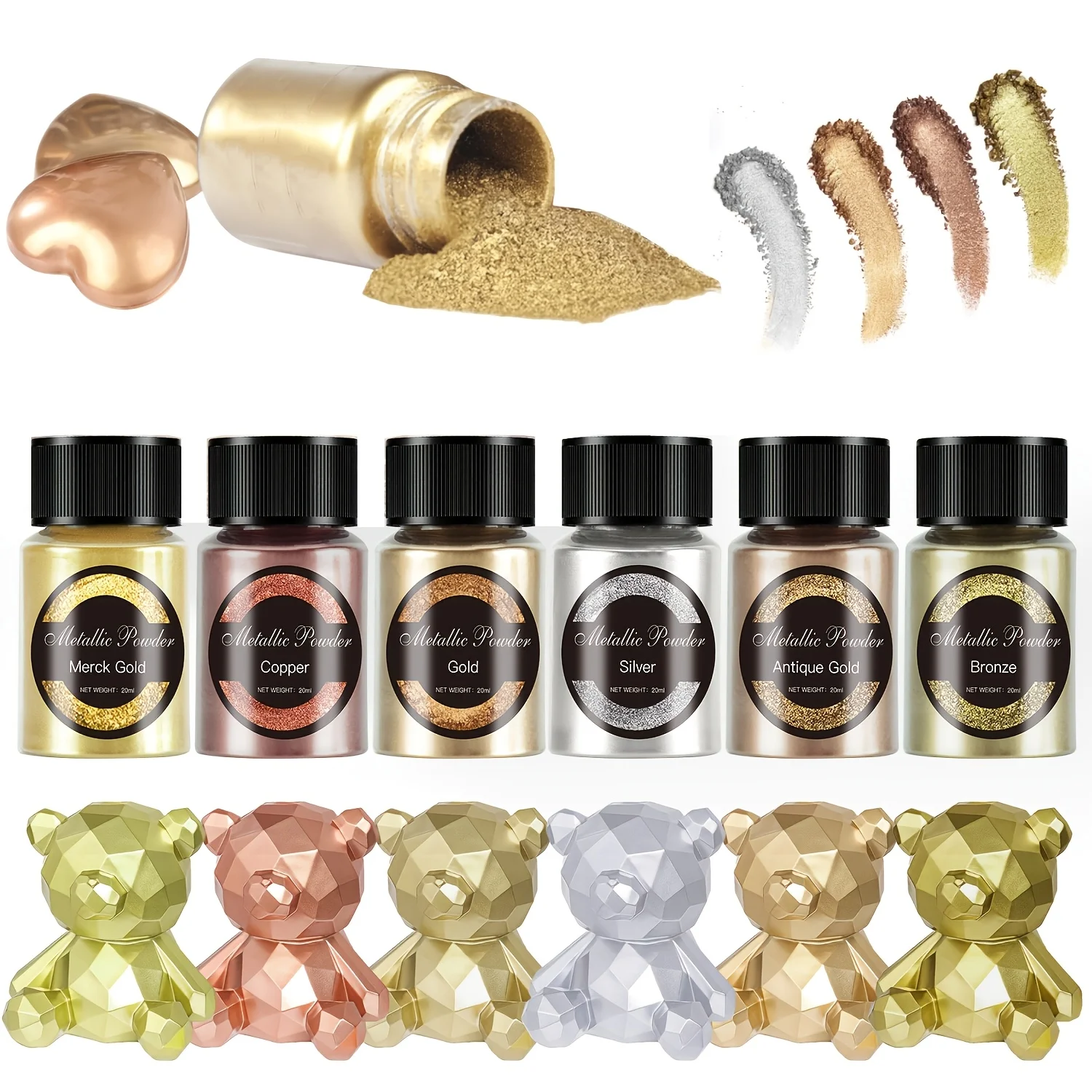 Colorful Powders, Unique Metallic Texture Powders, Epoxy Resin Colorants, Glitter Pigments, Colored Powder Resin Dyes, Jewelry Making Accessories Metallic Mica Powder for Resin, 6 Colors of 20Ml/Color Fine Particle Resin Color Pigments, for Coloring, Polymer Clay, Paint, DIY Crafts, Cups, Oil Painting, Soap Making, Wax Making.
