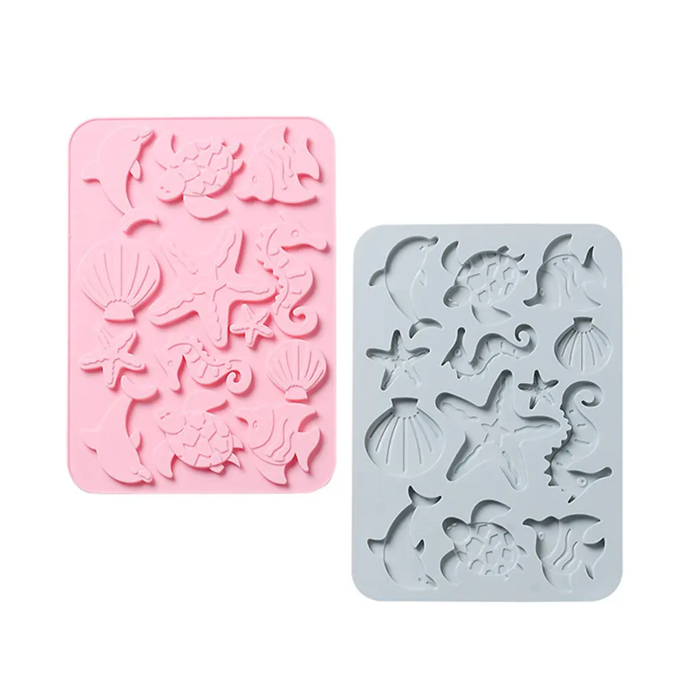 2Pcs Food Safe Silicone Marine Life Mold Creative Design Cake Making Mould Baking Gadget for Home Kitchen Professional Pastry view 2