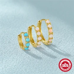 ROXI 6/8/10mm Size Opal Round Hoop Earrings For Women 925 Sterling Silver Circle Earrings Jewelry Bohemia Pendiente Plata 1piece