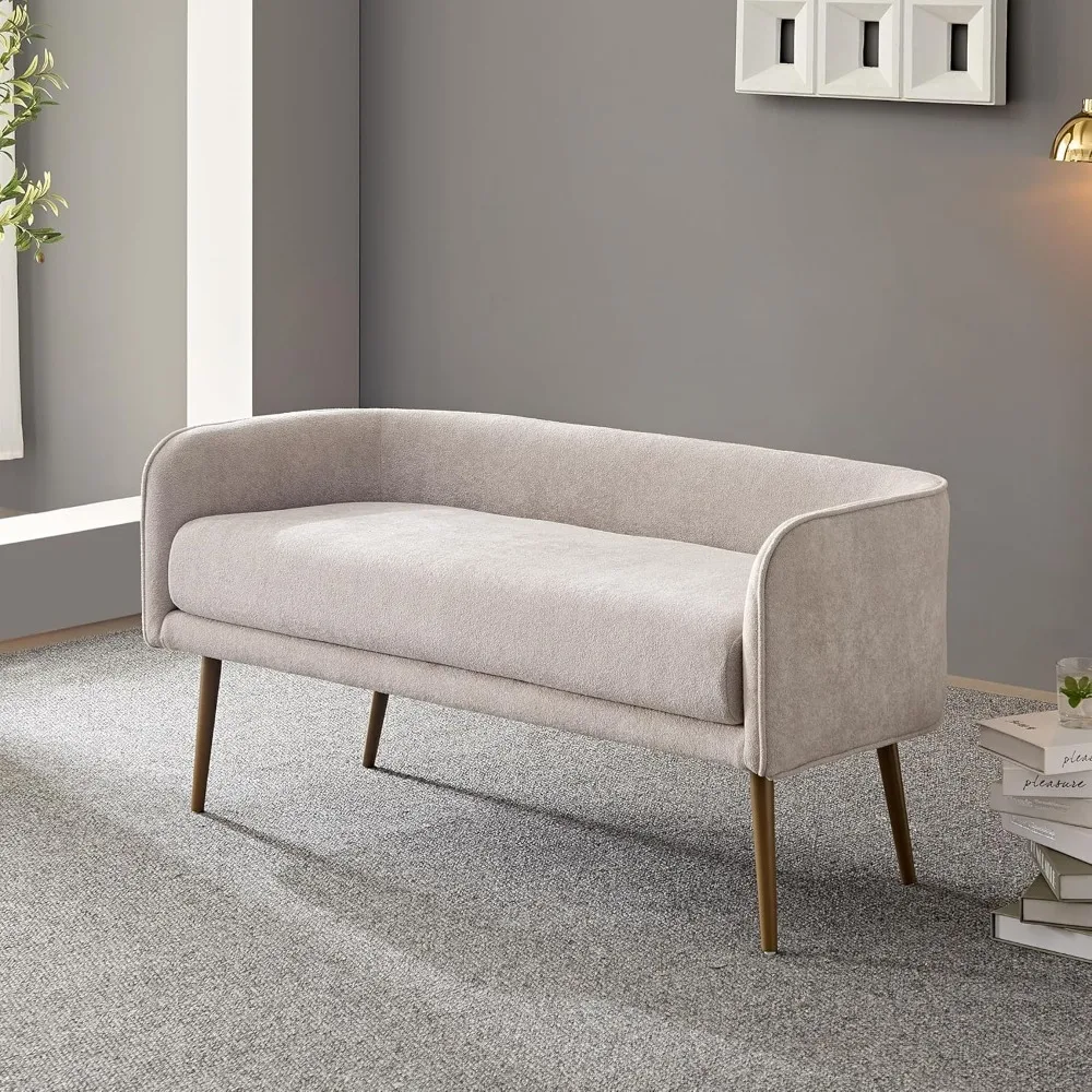 

Bedroom Bench with Low Back, Inside Metal Frame, Extra Seat for Living Room, Entryway or Dinning Bench(Light Gray)
