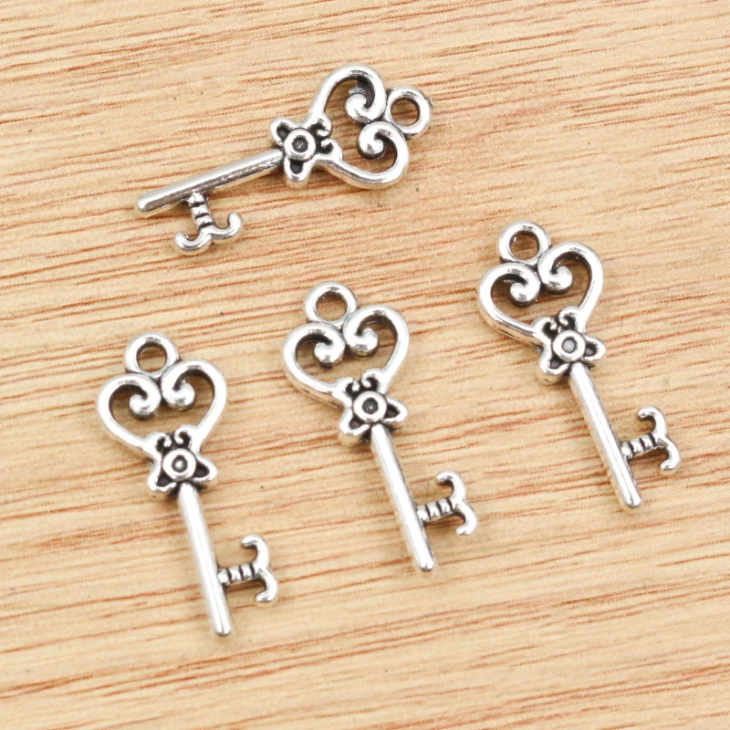 15pcs 21x9mm Charms vintage skeleton key Antique Making pendant fit,Vintage Tibetan Silver Plated Bronze,DIY bracelet necklace