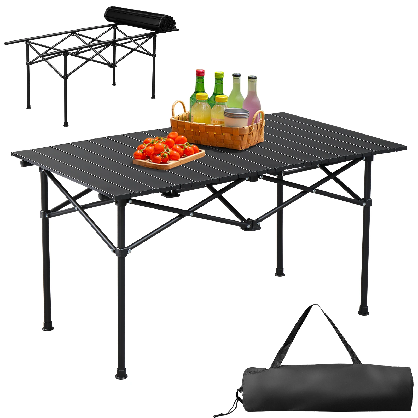 

Portable Folding Camping Table, Ultralight Outdoor Table, Ideal for Travel, BBQ & Picnic, 47×20 Inch, Black