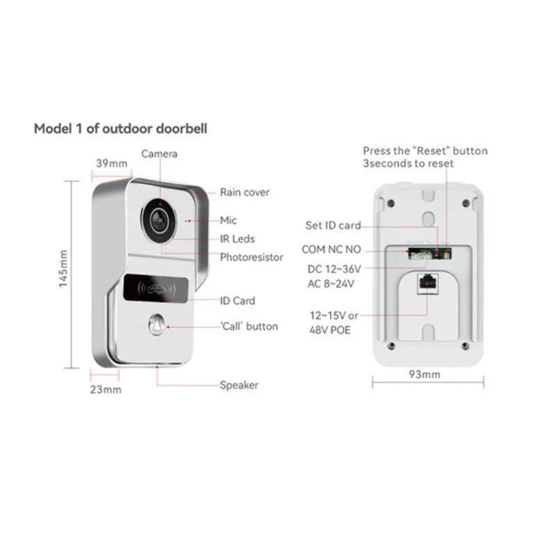 【HOME TOOL】Tuya APP Controlled HD Doorbell Remote Wifi Visual Bell Intercom System Night Vision Villa Doorbell Camera Wired US P