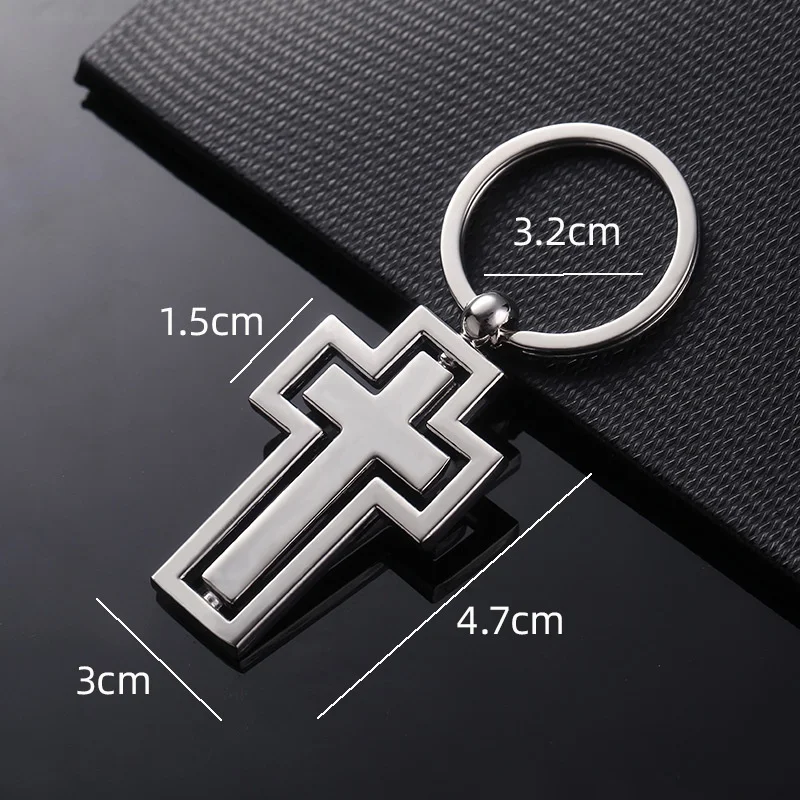 Transfer Cross Pendant Stainless Steel Metal Key Ring Cross Key Chain Small Gift