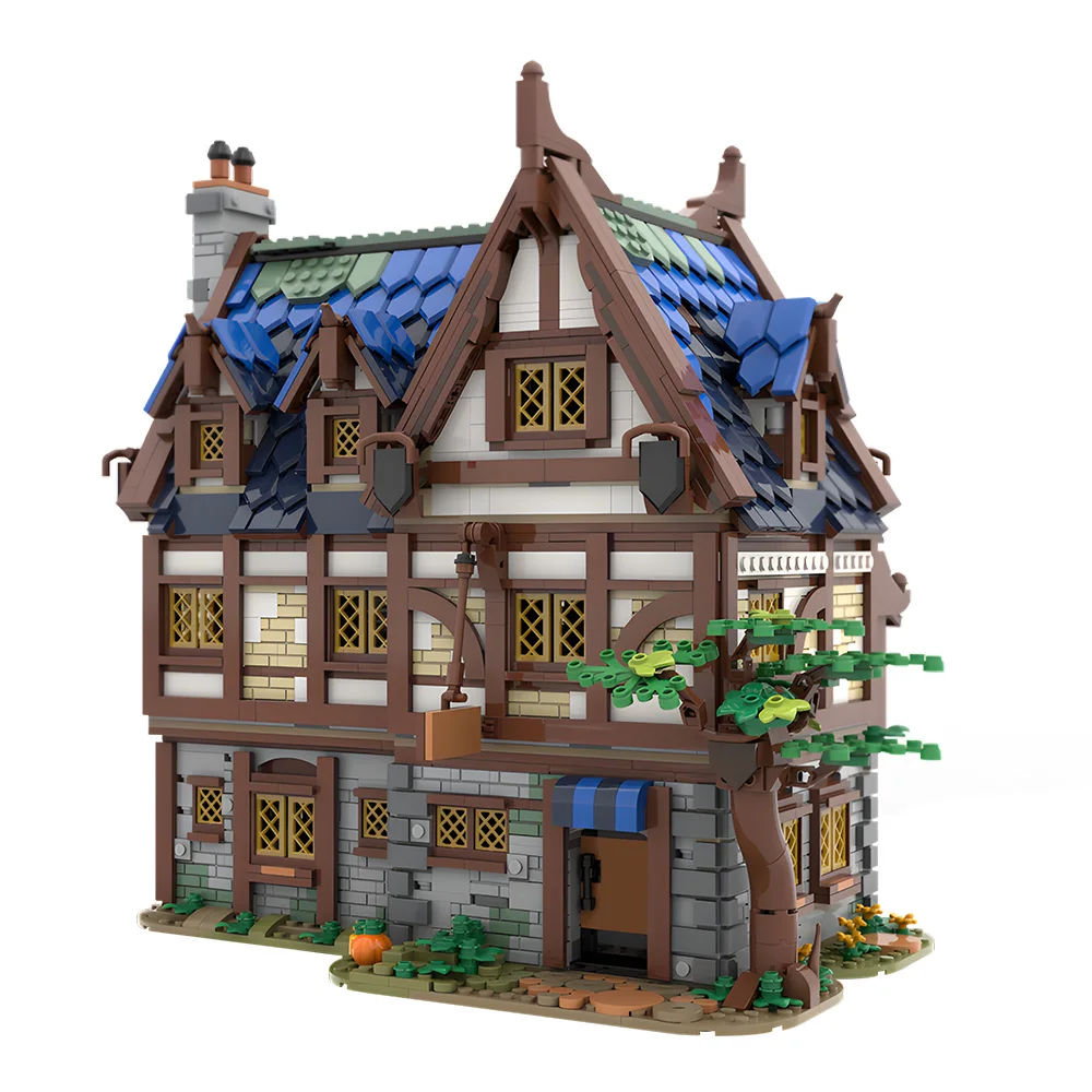 MOC-119495 Taverna medievale modulare Building Blocks Modello Medievale Inn Architettura Street View Mattoni Assemblaggio Giocattoli Regali per bambini