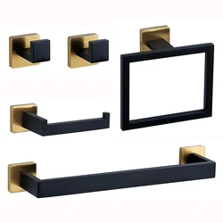 Kit mensola da bagno in oro nero Porta carta igienica in acciaio inossidabile Porta asciugamani Gancio Set di accessori per organizer per hardware da bagno