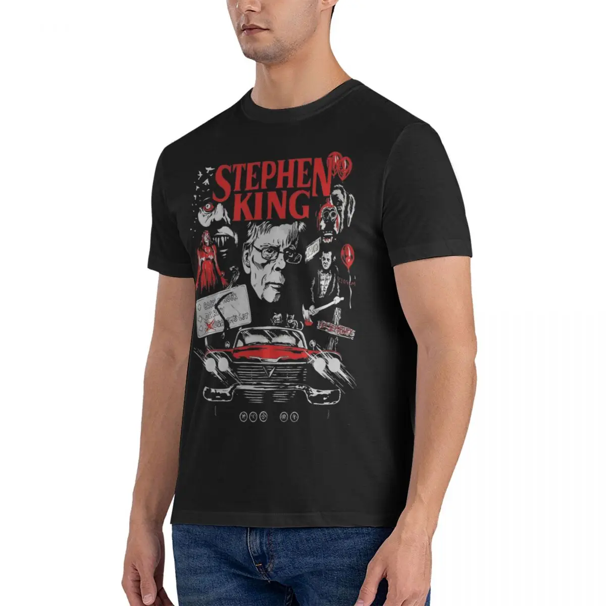 The King T-Shirts Men Women Stephen King Horror Characters Amazing Pure Cotton Tees Short Sleeve T Shirts Birthday Gift Tops