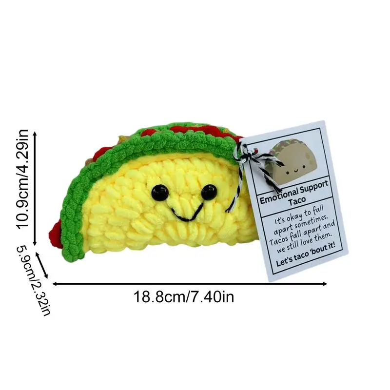 Emotional Support Plush Taco Inspirational Knitted Doll Ornament Funny Positive Emotional Support Cute Plush Doll With Card For