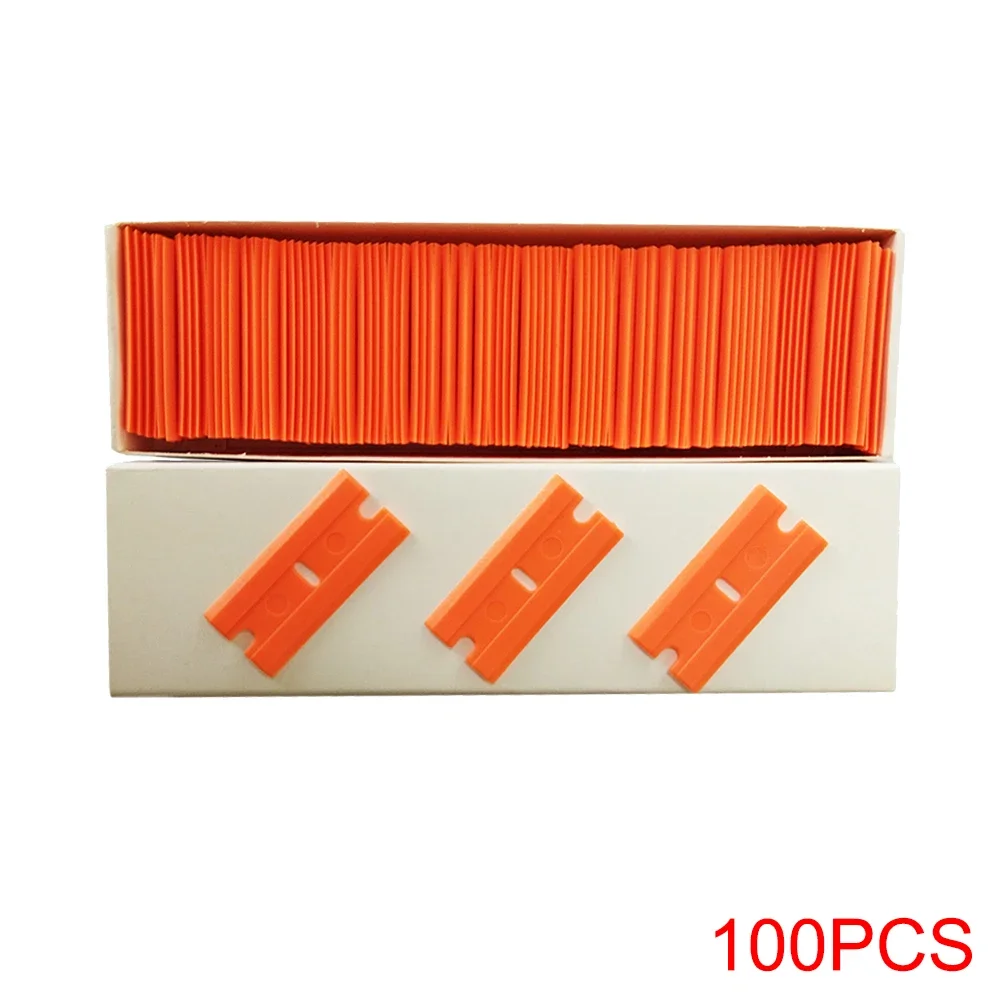 100pcs Metal Plastic Blades Safety Razor Scraper Glue Knife Glass Cleaner Replacement Carbon Steel Blade Floor Cleaning Tool E13