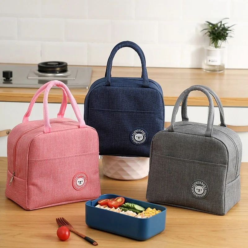 Lunch Bag Lunch Box Thermal Insulated Canvas Tote Pouch Kids School Bento Portable Dinner Container Picnic Food Storage Bags