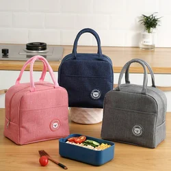 Lunch Bag Lunch Box Thermal Insulated Canvas Tote Pouch Kids School Bento Portable Dinner Container Picnic Food Storage Bags