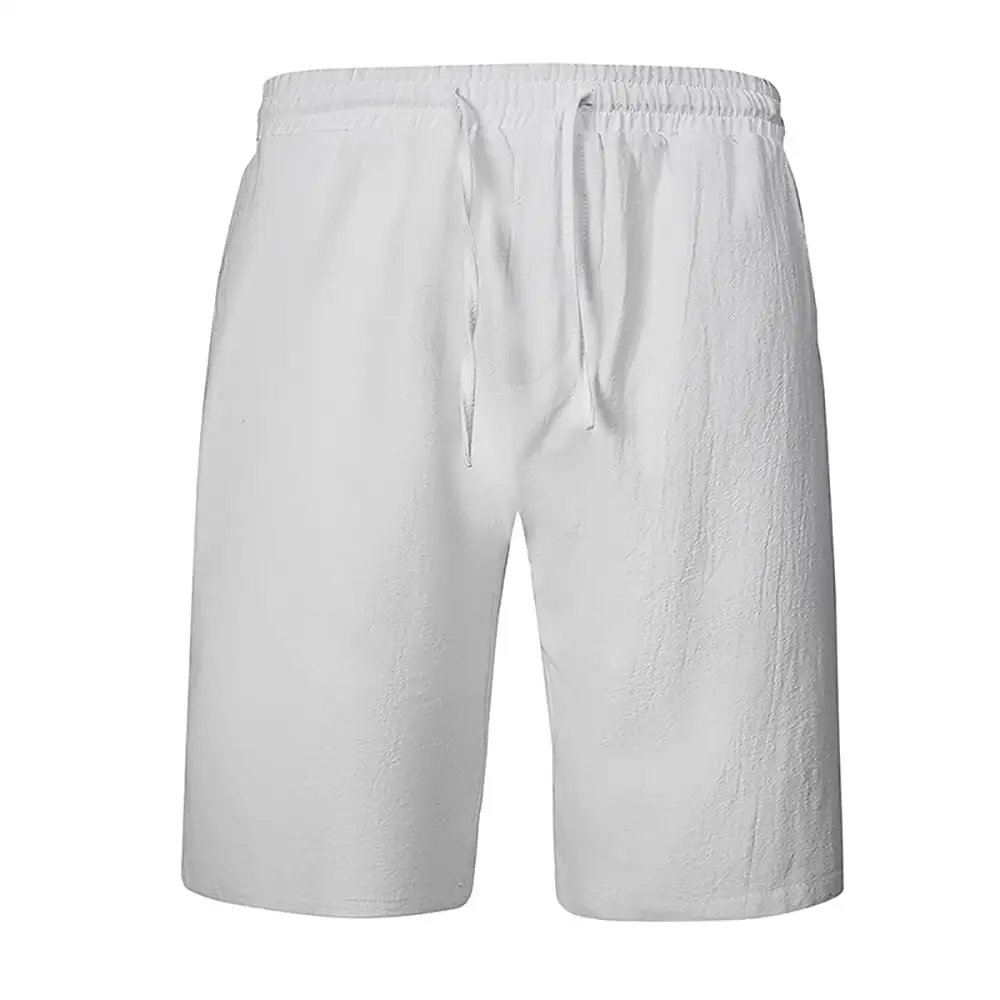 Cotton Linen Shorts Men Five-point Sports Short Breathable Simple Pants Summer Thin Casual Shorts Solid Color Elastic Pant