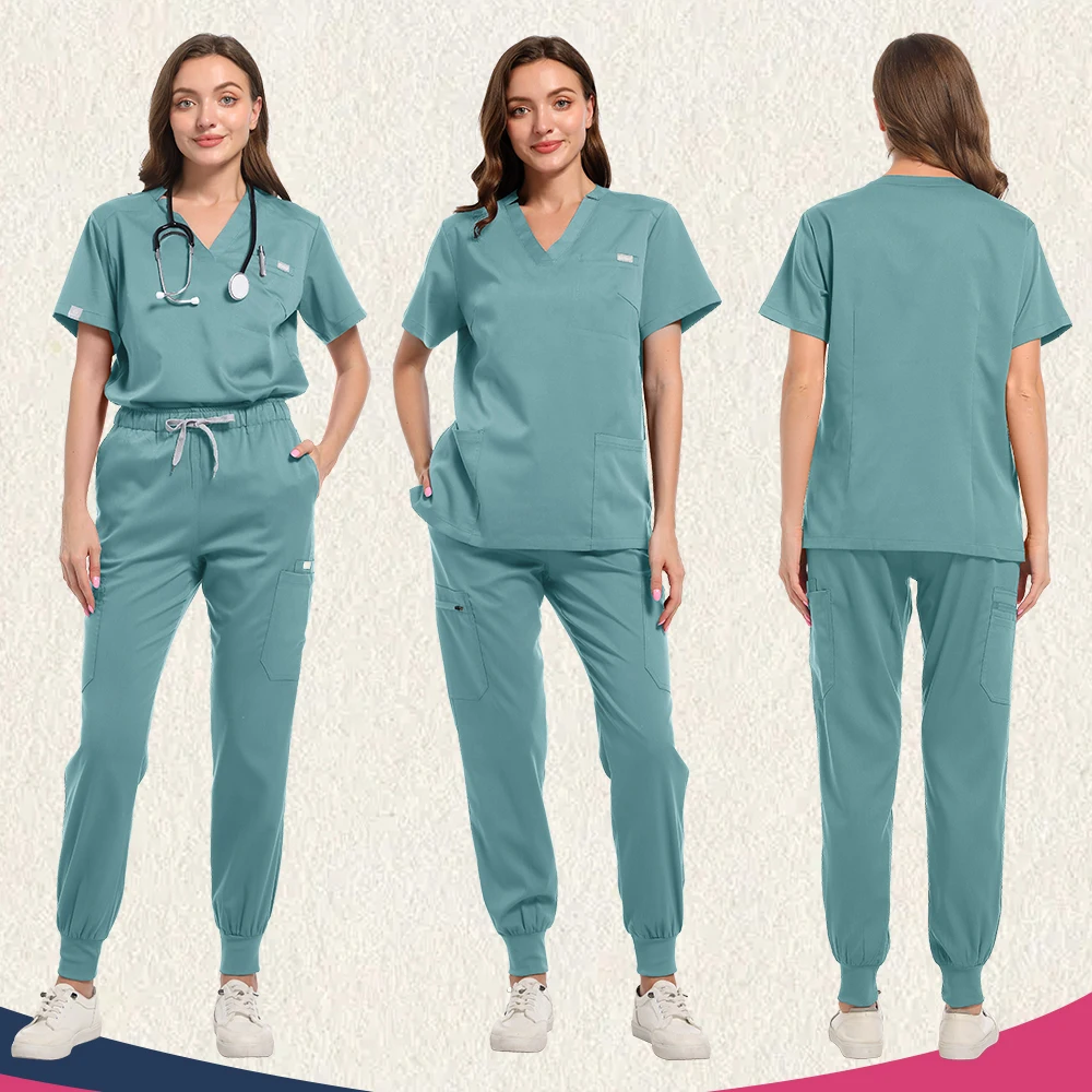 

Classic New Nurse Scrubs Set Men Nurse Accessories Medical Uniform Surgical Dental Clinical Top Pants Lab Workwear Clothes