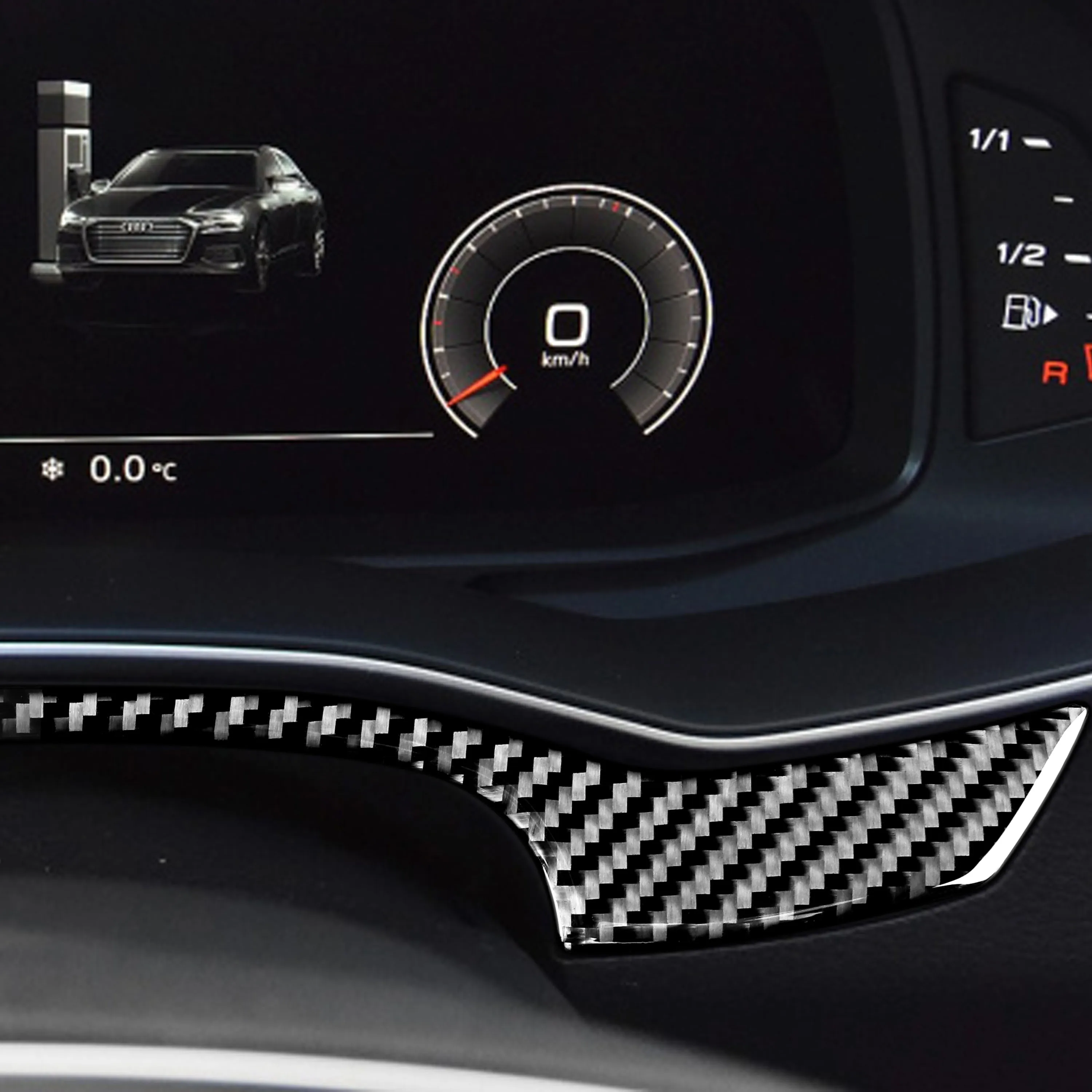 Carbon Fiber Car Accessories Dashboard Speedometer Interior Cover Modified Trim Soft Sticker For Audi A6 A6L A7 C8 2019-2024