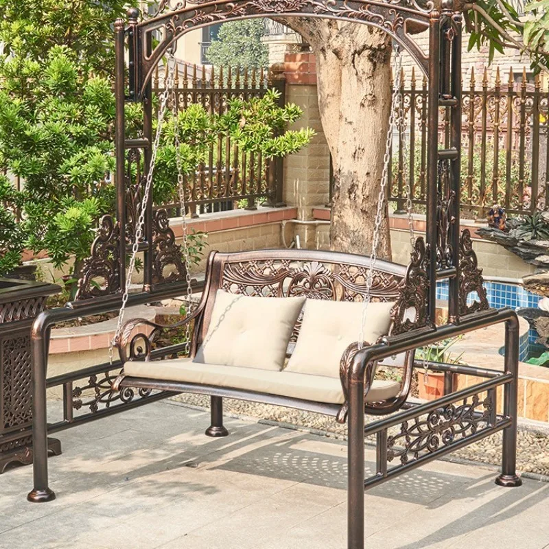 Outdoor Cast Aluminum Swing Chair Balcony Terrace Courtyard Leisure Rocking Chair Outdoor Double Villa Garden Swing Chair