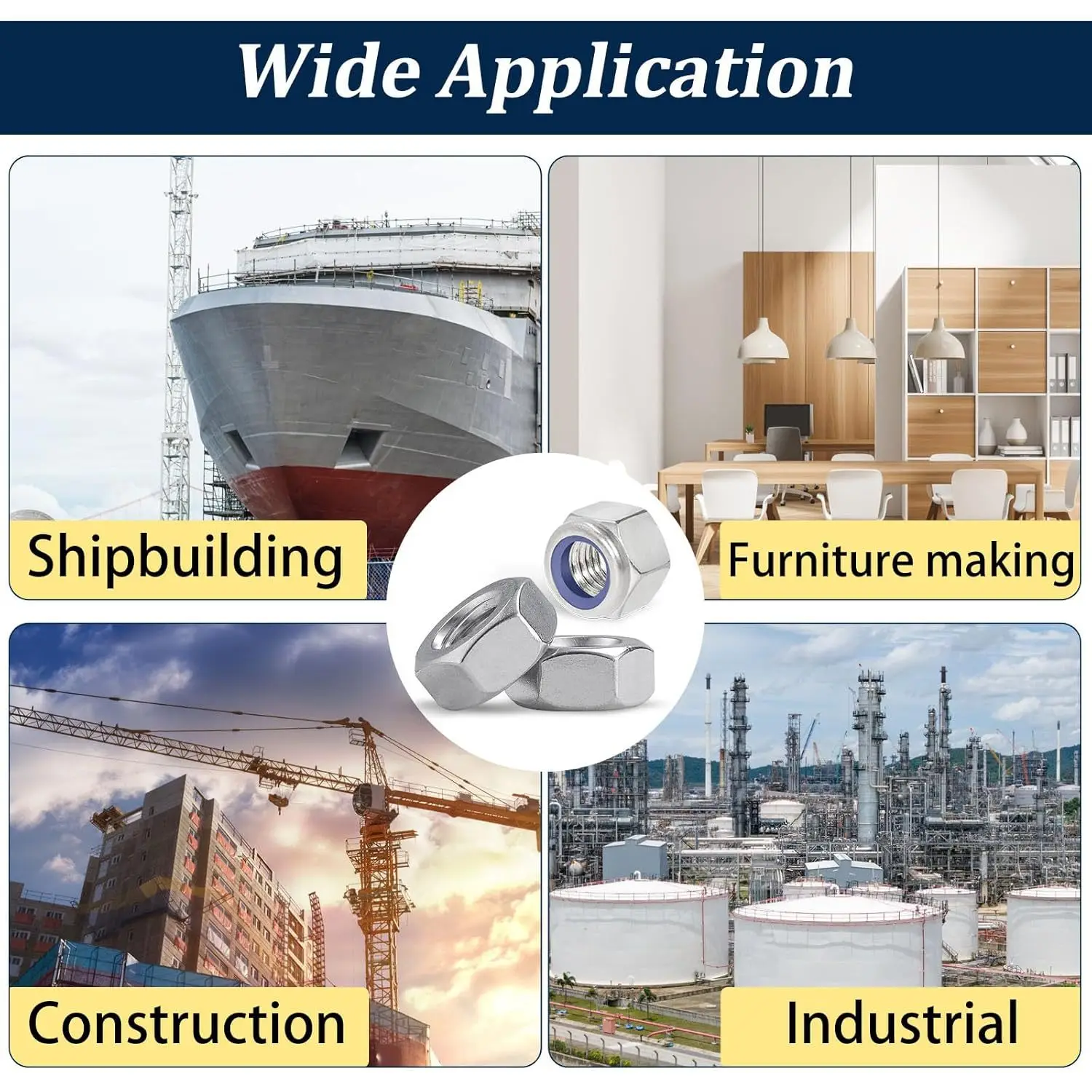 360 Uds 304 Material M3-M12 tuerca hexagonal métrica y kit de combinación de tuerca de bloqueo