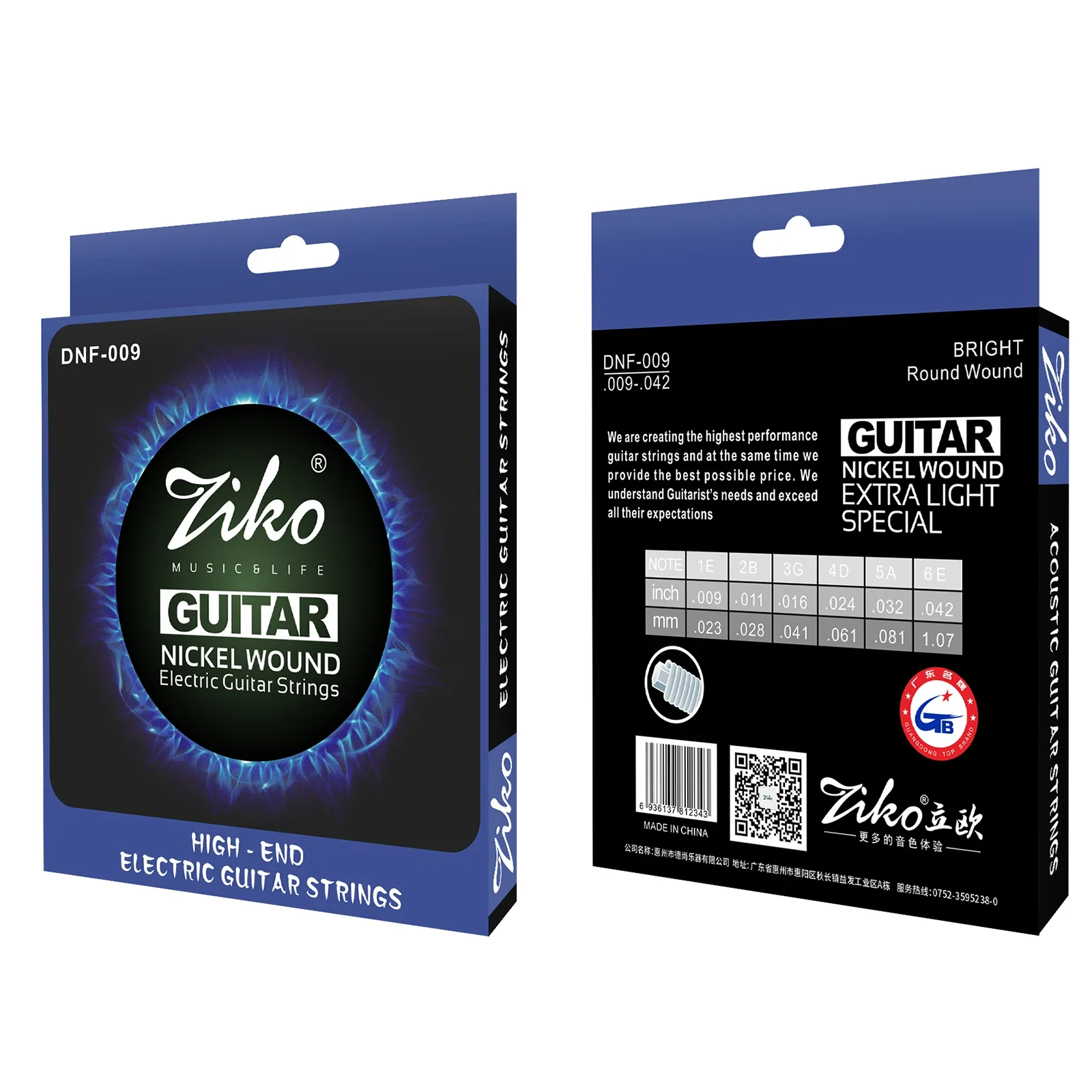 ZIKO Electric Guitar Strings DNF-009 Steel Core Nickel Wound Guitar Strings Play Real Heavy Metal Rock Guitar Accessories