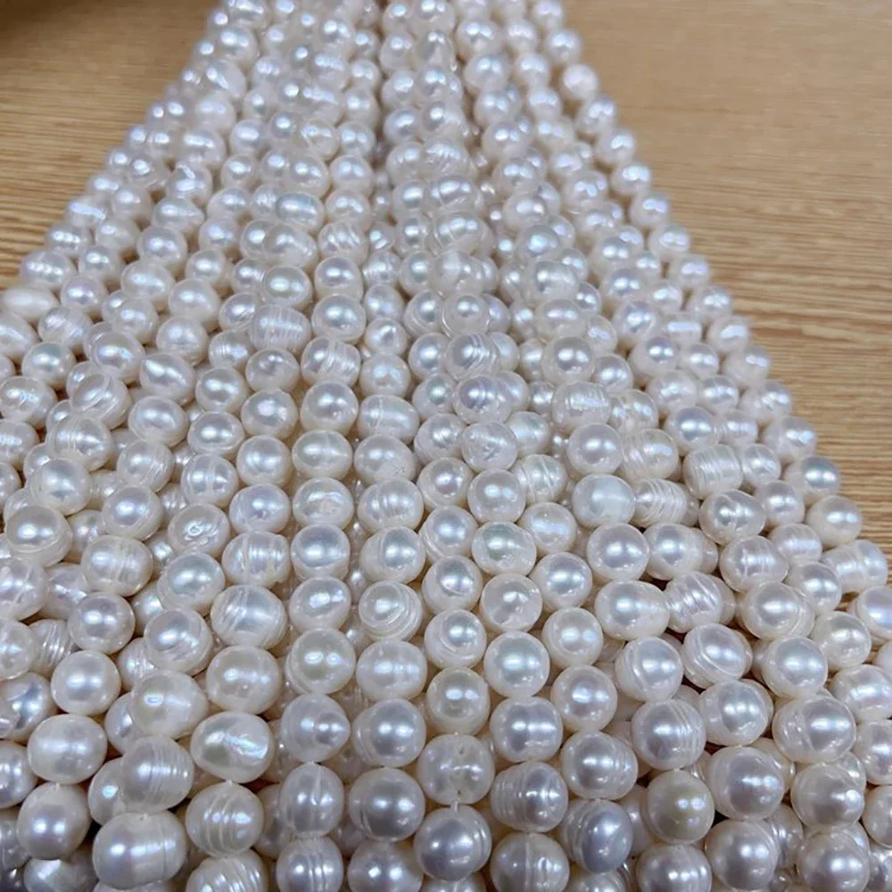 9-10mmAAA لامع رائجة البيع الخبز جولة مصنع الجملة لؤلؤ المياه العذبة الطبيعية النساء المجوهرات جعل عقد دي اي واي سوار هدية