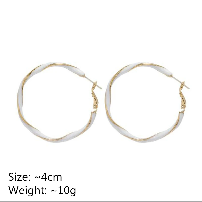 Punk White Big Circle Hoop Earring For Women Fashion Drip Oil Large Spiral Round Earrings Party Jewelry Girl aretes Gift