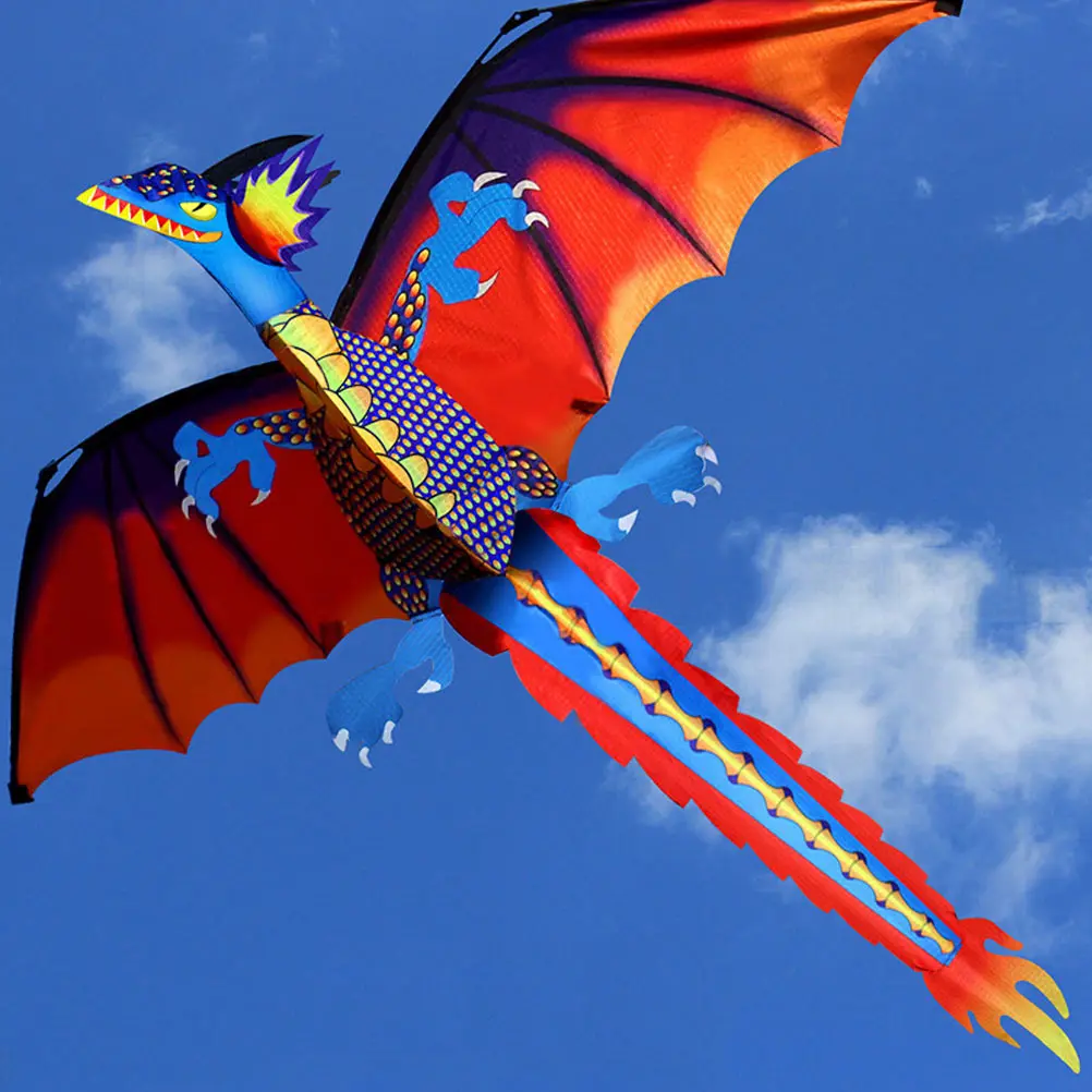 Cola de dinosaurio 3D para niños, juguetes al aire libre, cometa de cola larga, colores brillantes, cometa plegable para exteriores, regalos reutilizables