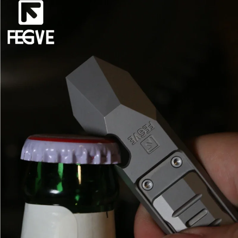 FEGVE EDC Crowbar FEGVE Multi-function Mini Driver Corkscrew FEGVE Multi-function Bottle Opener Titanium Alloy