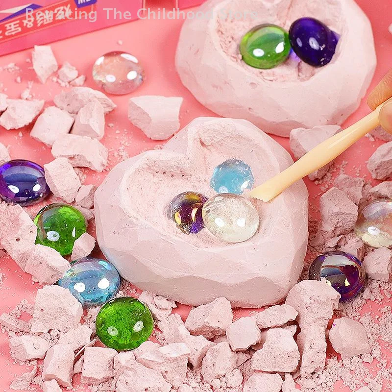 

Archaeological Excavation Gem Girl Love Heart Gem Box Treasure Hunt Toy Children's DIY Puzzle Handmade Treasure Digging Toy