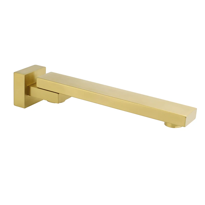 

Factory Supply Watermark Water Spout Wall Mounted Swivel Stainless Steel Brushed Gold Bathtub Spout for Bathroom