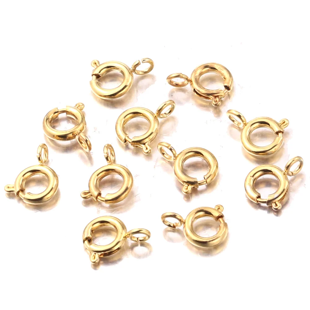 10pcs/lot Stainless Steel Gold Round Claw Spring Clasps Hooks for Bracelet Necklace Connectors DIY Jewelry Making Supplies