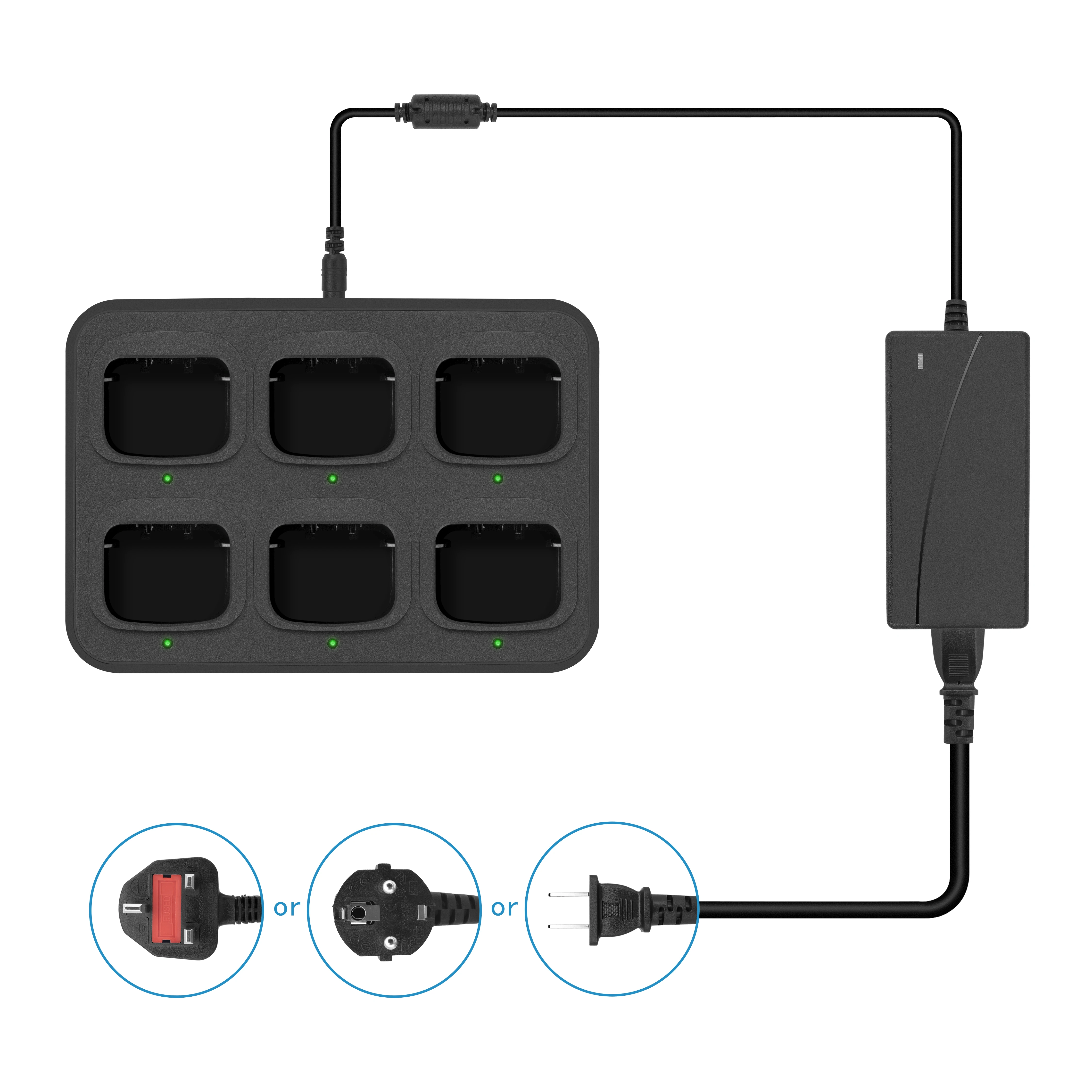 

6-Way Multi-Functional Charger Adapter Rapid Charging for MD-380 MD-280 MD-446 MD-380G Walkie Talkie Two Way Radio