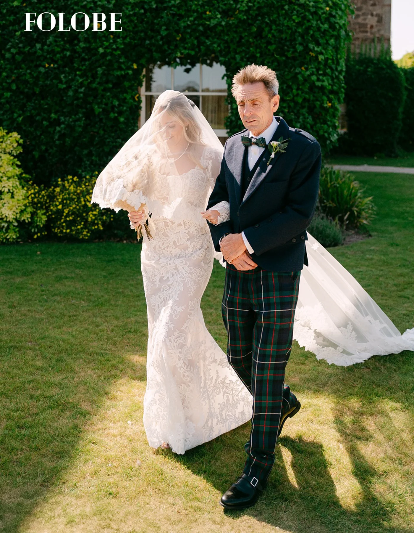 FOLOBE robe de mariée exquise Applique manches longues sirène robe de bal balayage Train robe de mariée vestidos de noche personnalisé