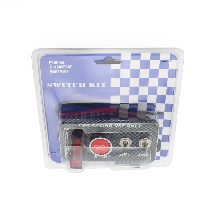 12V LED Ignition Switch Panel Engine Start Push Button LED Toggle Switch Carbon Fiber For Racing Car