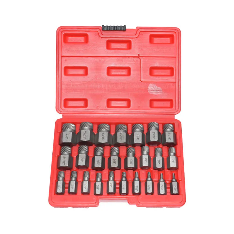 25Pcs Damaged Screw Extractor Kit British System Chrome Molybdenum Steel Hex Bolt Stud Extractor for Car Removing Tools