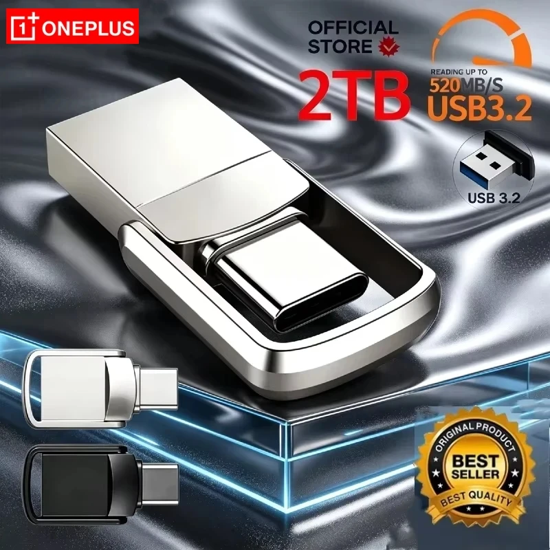 OnePlus 1TB 2TB U Disk Metal Pendrive USB3.2 Type-C Interface Mobile Phone Computer Mutual Transmission Flash Drive  Large Cap