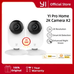 YI-Caméras 2K 3MP, Système de Protection de Sécurité IP avec Vision Nocturne pour Moniteur de Bureau, Bébé, Nounou, Animal de Compagnie, Wifi CCTV, 2/4 Paquets