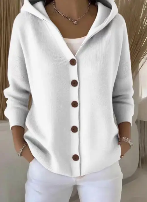 2025 New Foreign Trade Explosion Long Sleeve Hooded Button Open Shirt