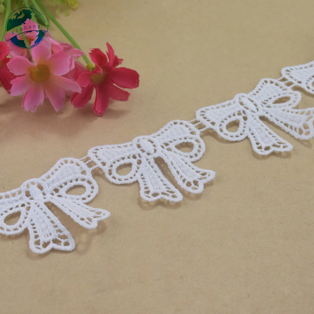 4cm White Polyester Lace Embroidery French Ribbon Fabric Guipure Diy Trims Warp Knitting Sewing Accessories Doll Dress#4360