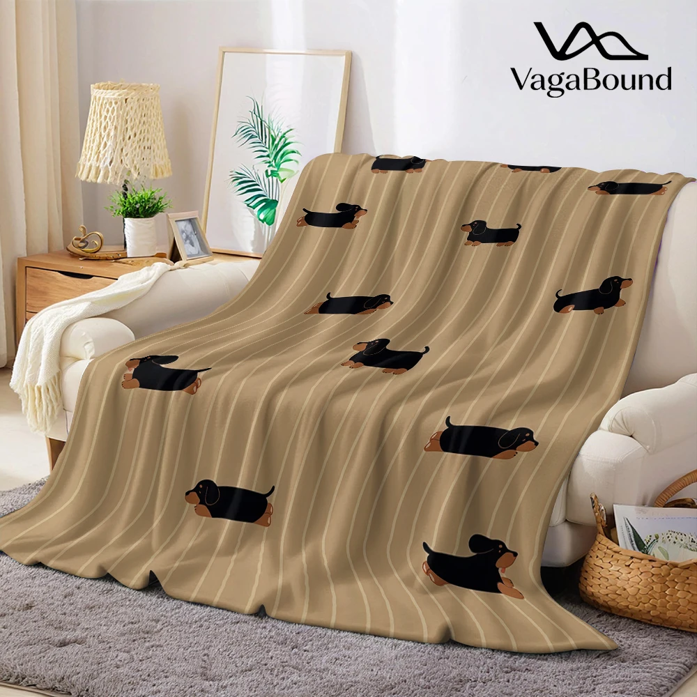 Dachshund Stripes Flannel Blanket Warm Soft Halloween Christmas Couch Warm Cozy Decorative Decor Gift for All Season