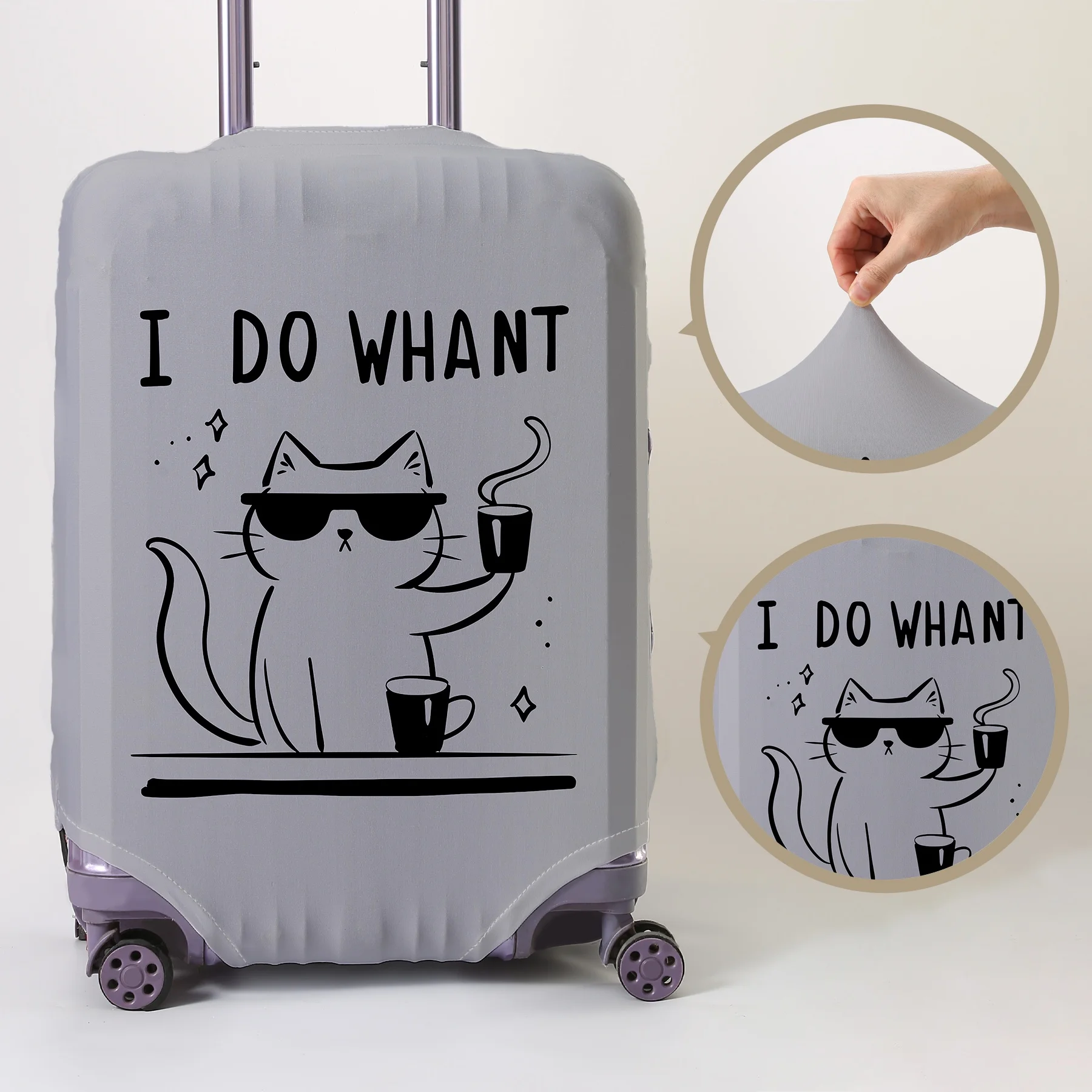 

Cool Pull Coffee Cat Pattern Luggage Protective Cover, suitable for 18-32 inch luggage covers, luggage handle gloves, travel acc
