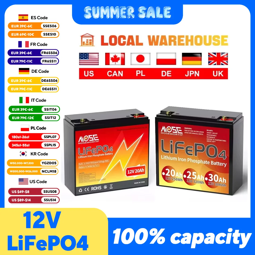 12V 20Ah 25Ah LiFePO4-Akku Lithium-Eisenphosphat-Akkus Deep Cycle für Elektroroller Marine Boot