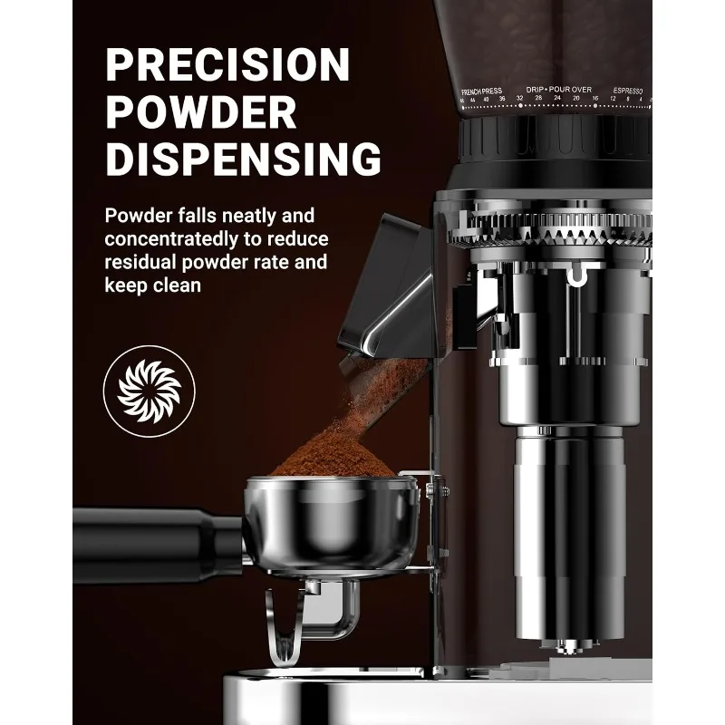 Coffee Grinder, Burr Coffee Bean Grinder For Home Use With 48 Precise Grind Settings, Detachable Funnel Stand