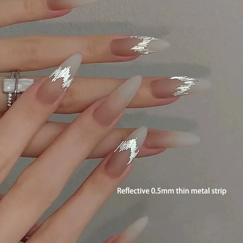 New 1 Box Metal Reflective Strip Nail Decoration Shine Stereoscopic Nail Accessories Nail Painting Nail Salon Nail Artists
